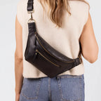 Womens Black Leather Bum Bag