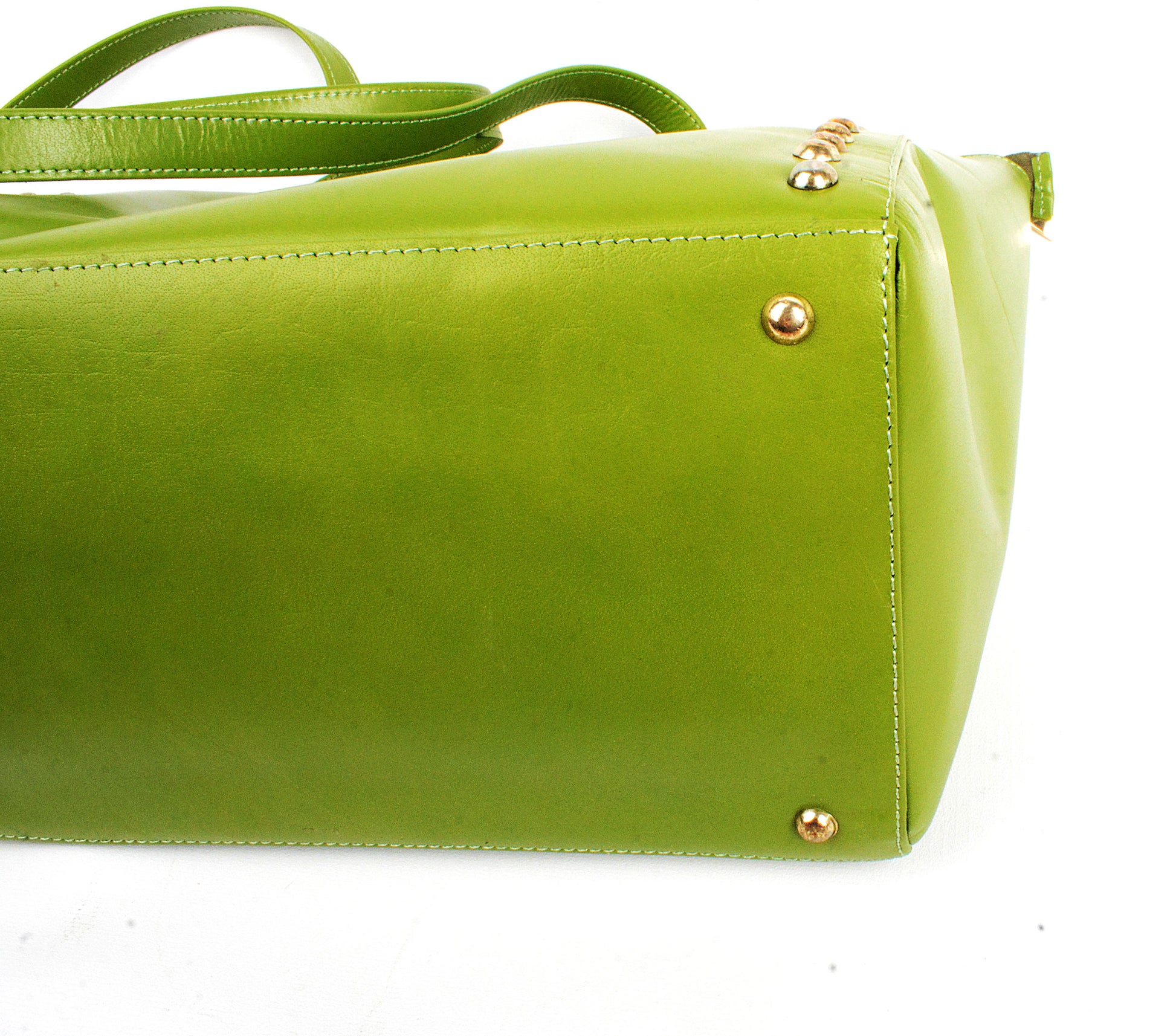women's Leather Green Tote Bag