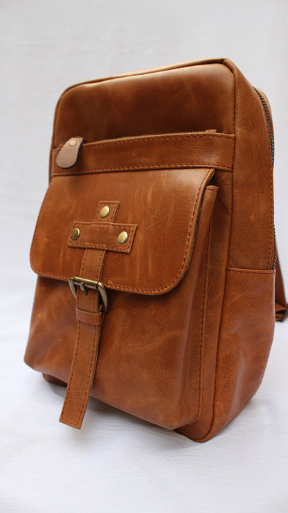 Toffee Brown Leather Crossbody Bag
